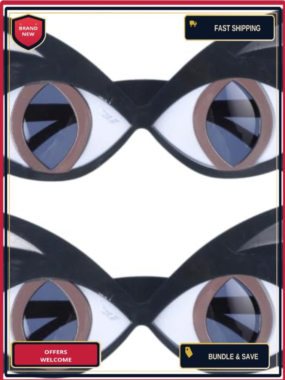Oversized Cat Eye Costume Glasses 2 Pc Photo Booth Party Props Retro